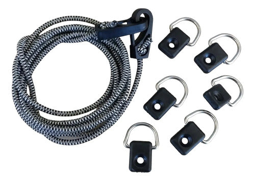 Kit 6 Alças + Corda Elastica Aranha 2,20m Para Caiaques Trançado