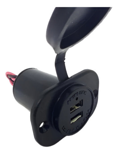 Carregador Usb Náutico Arieltek C/ Iluminação Redondo Preto