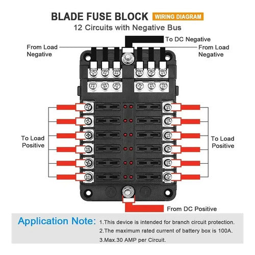 Bloco De Fusiveis Tipo Blade 12 Vias Com Barra Negativa 12v