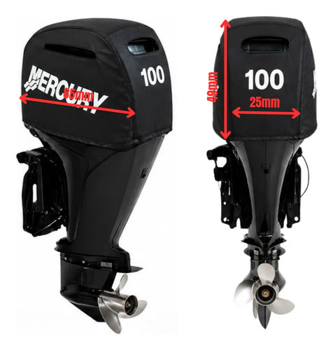 Capa Para Capô Do Motor Popa Mercury 100 Hp 4 Tempos Preto