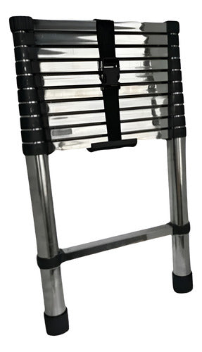 Escada Aço Inox Extensiva Telescópica 11 Degraus 3,2 Metros