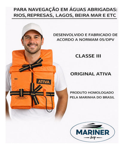 Colete Salva Vidas Classe ||| Canga Ativa Homologado Marinha