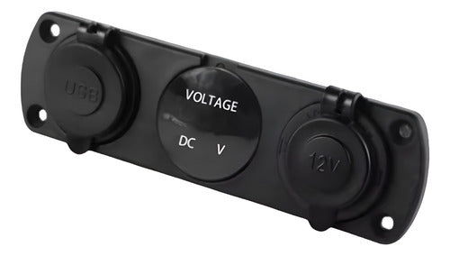 Painel Voltímetro Digital Carregador Usb Duplo 12-24v Barco