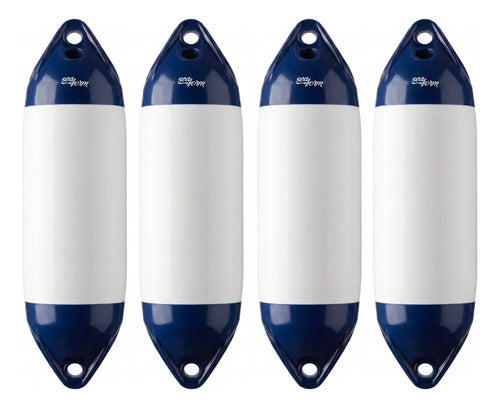 4 Defensa Náutica Inflável F3 22cm X 75cm Barco Lancha Branco E Azul
