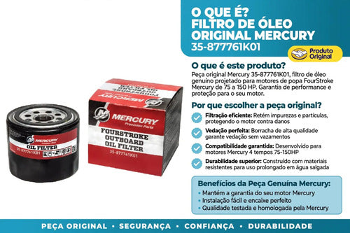 Filtro Óleo Motor Mercury 75hp A 150hp 4t Original 877761k01