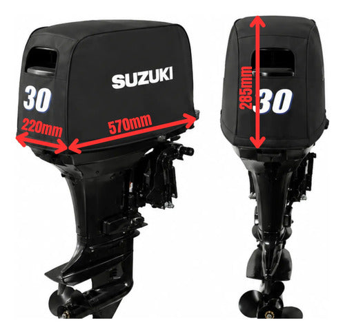 Capa Do Capô Para Motor Popa Suzuki 30hp 2024 Em Diante Preto