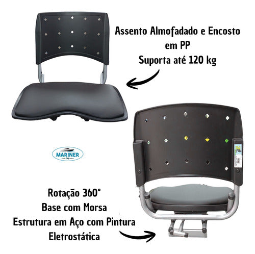 Cadeira Giratória Anatômica 360° Almofadada P/ Barco Lancha