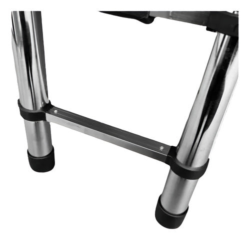 Escada Aço Inox Extensiva Telescópica 11 Degraus 3,2 Metros