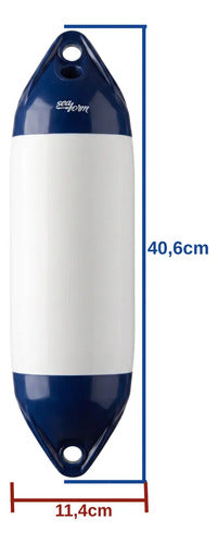 Par Defensa Náutica Inflável F0 11,4x40,6 Cm Barco Lancha Branco E Azul