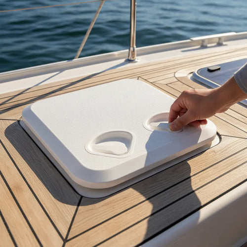 Tampa Escotilha De Inspeção Quadrada Abs 295x295 Protecao Uv Branco