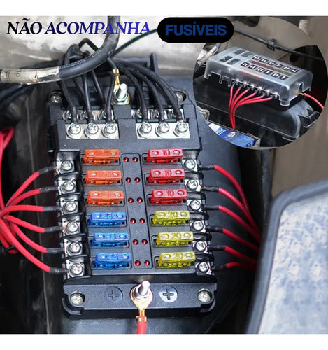 Bloco De Fusiveis Tipo Blade 12 Vias Com Barra Negativa 12v