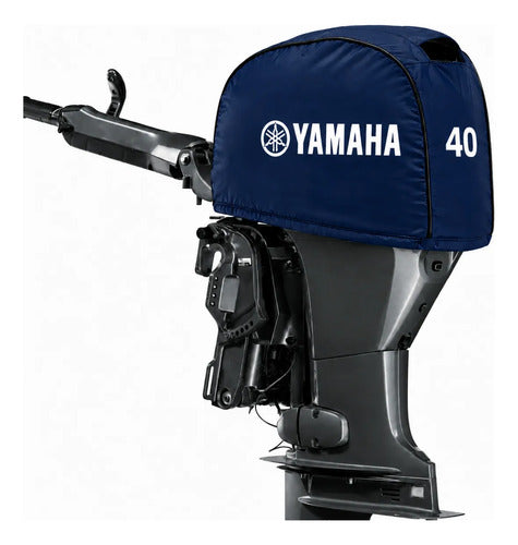 Capa Para Capô Motor Popa Yamaha 40hp 4 T Moderno Redondo Azul-marinho