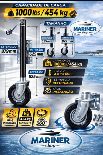 Pedestal Terceira Roda Carretinha Trailer Barco Lancha 454kg