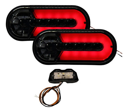Par De Lanternas Full Led Carretinha 3 Funções Top Luz Placa