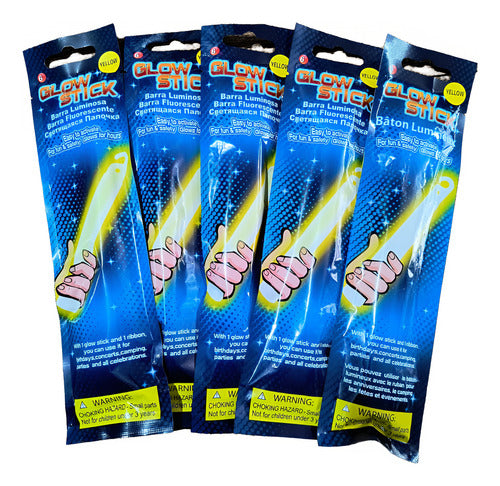 Kit Com 5 Luz Química Bastão Luminoso 15 Cm