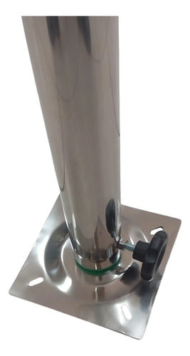 Pedestal Base Giratória 360° Aço Inox 40cm Para Banco Lancha Prateado