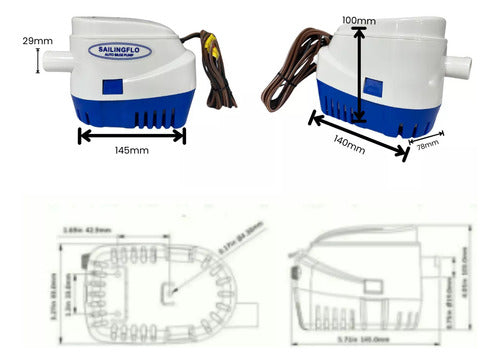 Bomba De Porão 1100 Gph Com Automático Embutido 12v Sailingflo