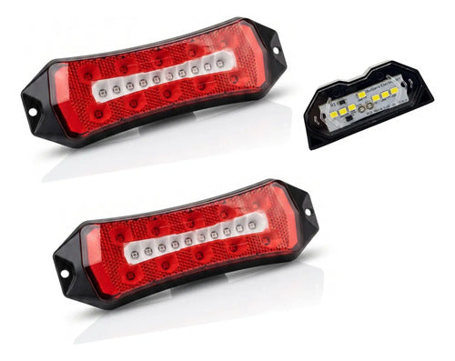 Par Lanterna Led Carretinha Trailer Reboque + Luz De Placa