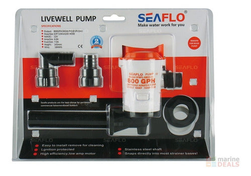 Bomba Areadora Viveiro 800 Gph 12v Com Base Seaflo