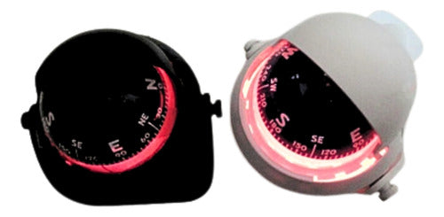 Bússola Nautica Barcos Lanchas Com Iluminação Abs Branco