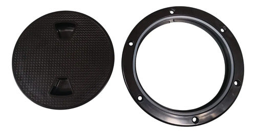Tampa Escotilha De Inspeçao Abs 6 Pol Com Protecao Uv Preta Preto