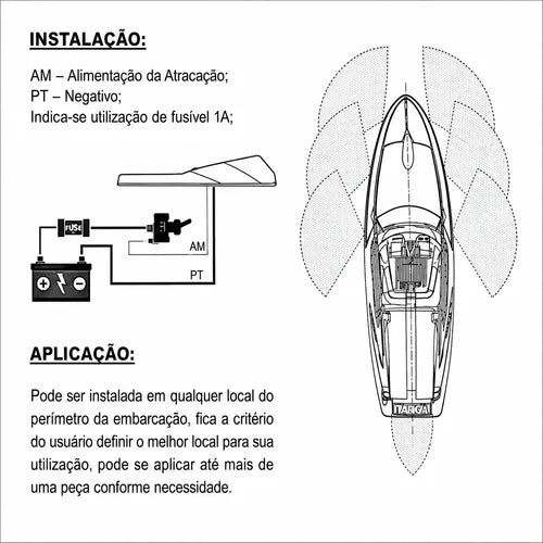 Luz De Atracação E1479 Luz Branca 12v Preto Arieltek Branca