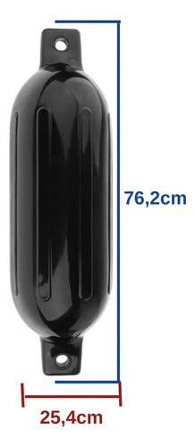 Par Defensa Náutica Inflável G6 25,4 X 76,2cm Barco Lancha Preto