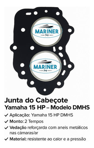 Junta Cabeçote Motor Popa Yamaha 15 Hp Mod. Dm