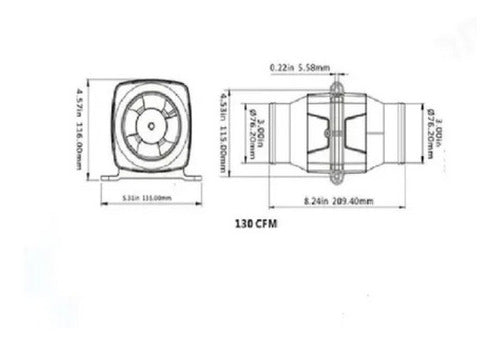 Exaustor Blower De Ventilação 130cfm 12v 5.0a Linear