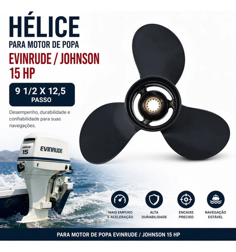 Hélice Motor De Popa Evinrude Johnson 15hp 9 1/2 X 12 1/2