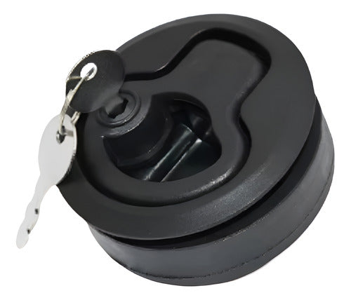 Kit 2 Puxadores De Tampa Com Chave Náutico P/ Barco Lancha Preto
