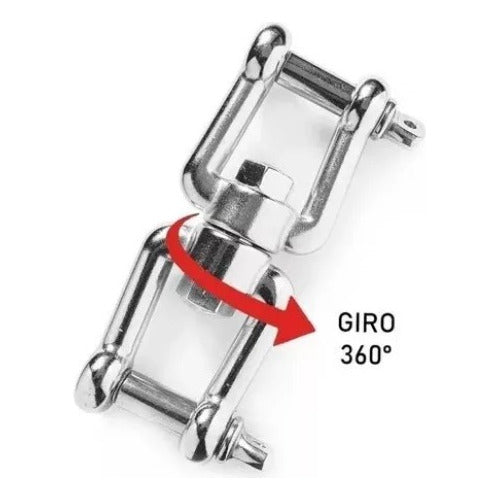 Manilha Tornel Dupla Em Aço Inox Reta 6mm Com Destorcedor
