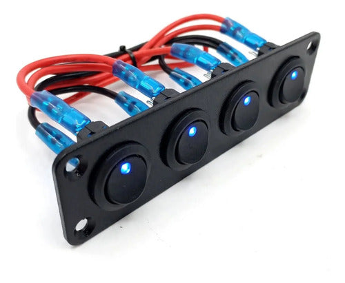 Painel De Interruptor Basculante 4 Interruptor Com Led Azul Led Azul