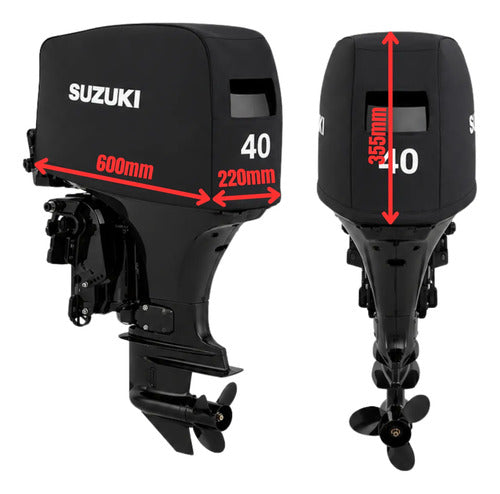 Capa Do Capô Para Motor Popa Suzuki 40hp 2017 Em Diante Preto
