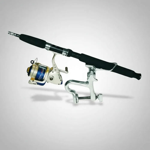 Kit 6 Suportes P/ Vara Pesca Mão Santa Móvel P/ Barco Lancha Prateado