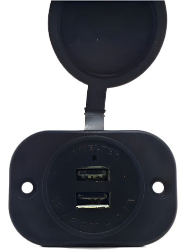 Carregador Usb Náutico Arieltek C/ Iluminação Redondo Preto
