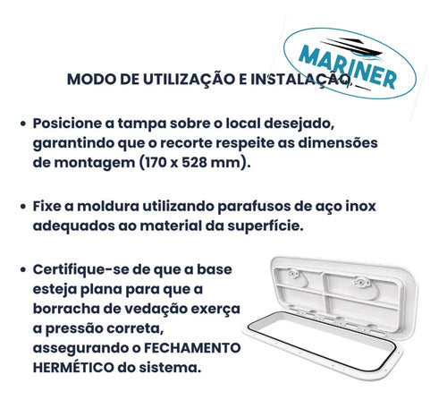 Tampa Escotilha Inspeção Retangular 525x168 Abs Proteção Uv Branco