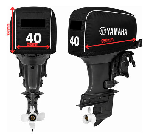 Capa De Capô Para Motor Popa Yamaha 40 Hp  Mod X W Preto