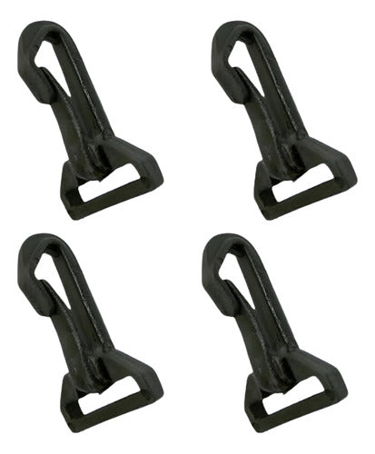 Mosquetão 4 Peças Giratório Plástico Preto