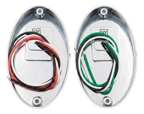 Par Luz De Bordo Olho De Tubarão Cromada 12v Led Arieltek Branca