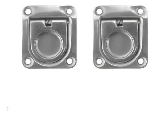 Puxadores Embutir Alça Aço Inox 65 X 55 Barco Lancha Par