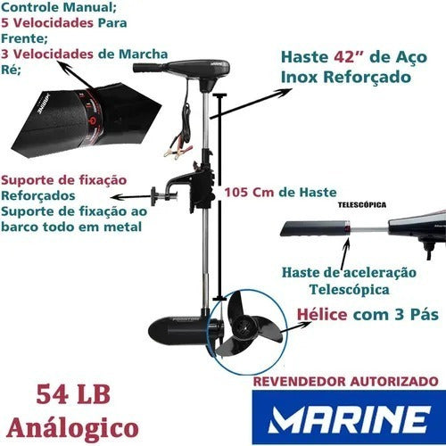 Motor Eletrico Phantom 44 Lbs Marine Sports Agua Doce