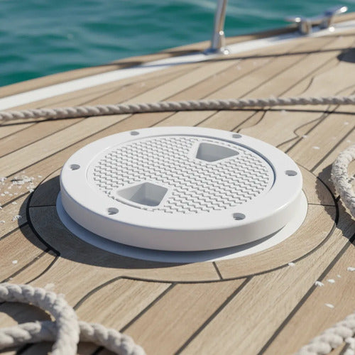 Tampa Escotilha De Inspeçao Abs 8 Pol Com Protecao Uv Seaflo Branco