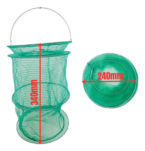 Cesto Sambura Viveiro Covo De Nylon Para Peixes Com Tampa N1 Verde