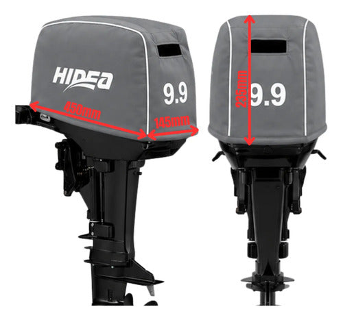 Capa Do Capô Para Motor Popa Hidea 9,9 Hp Cinza