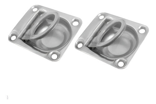 Puxadores Embutir Alça Aço Inox 65 X 55 Barco Lancha Par