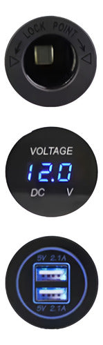 Painel Voltímetro Digital Carregador Usb Duplo 12-24v Barco