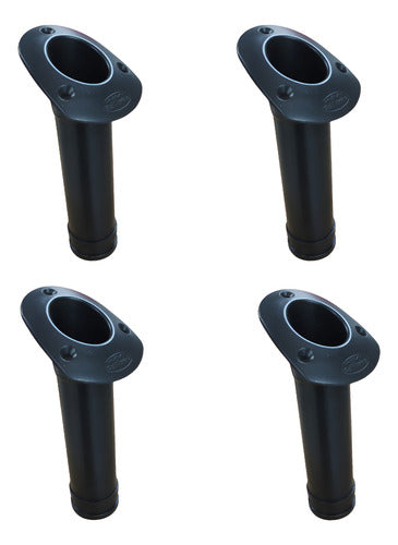 Kit 4 Porta Varas Abs Inclinado Preto Lancha Barco