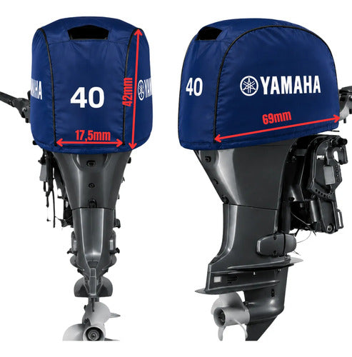 Capa Para Capô Motor Popa Yamaha 40hp 4 T Moderno Redondo Azul-marinho