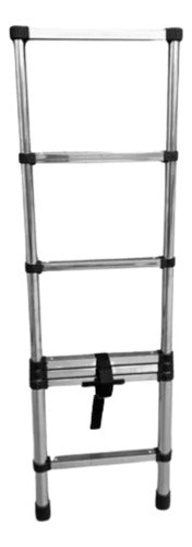 Escada Aço Inox Extensiva Telescópica 7 Degraus 2,0 Metros